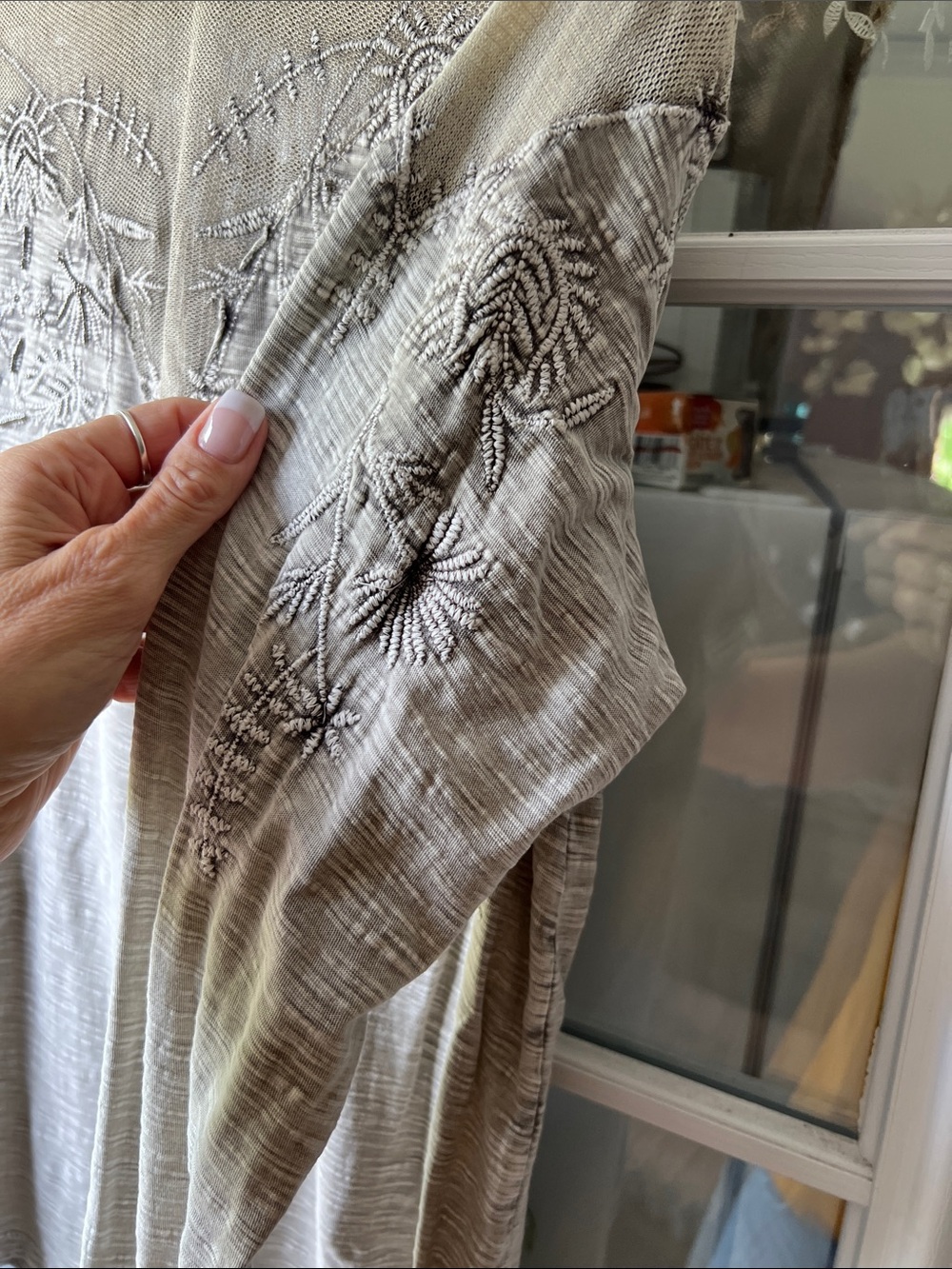 Free People Olive-Taupe Embroidered Long Sleeve Tunic - Picture 5 of 6